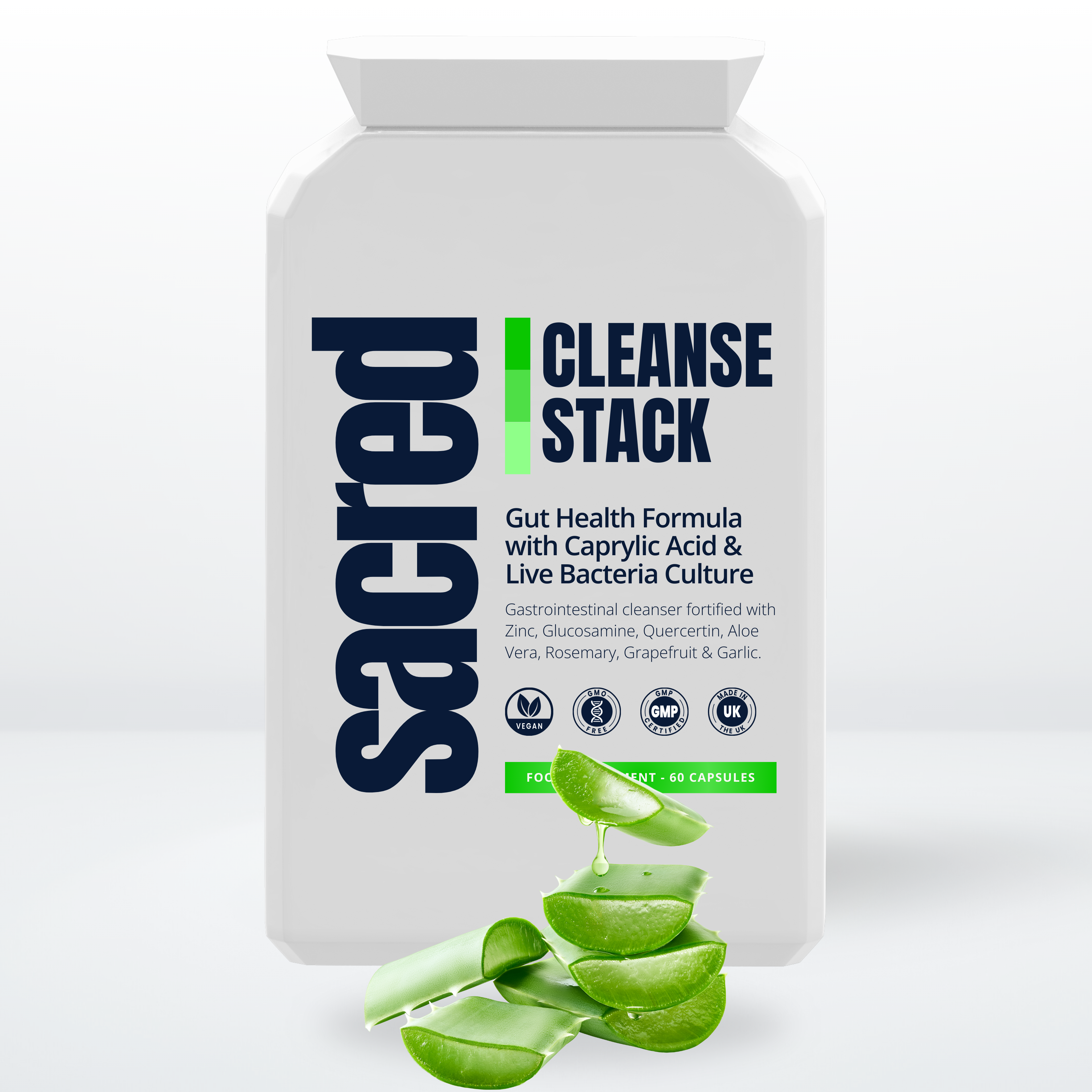 Gastrointestinal Support with Caprylic Acid & Live Bacteria Cultures - Cleanse Stack