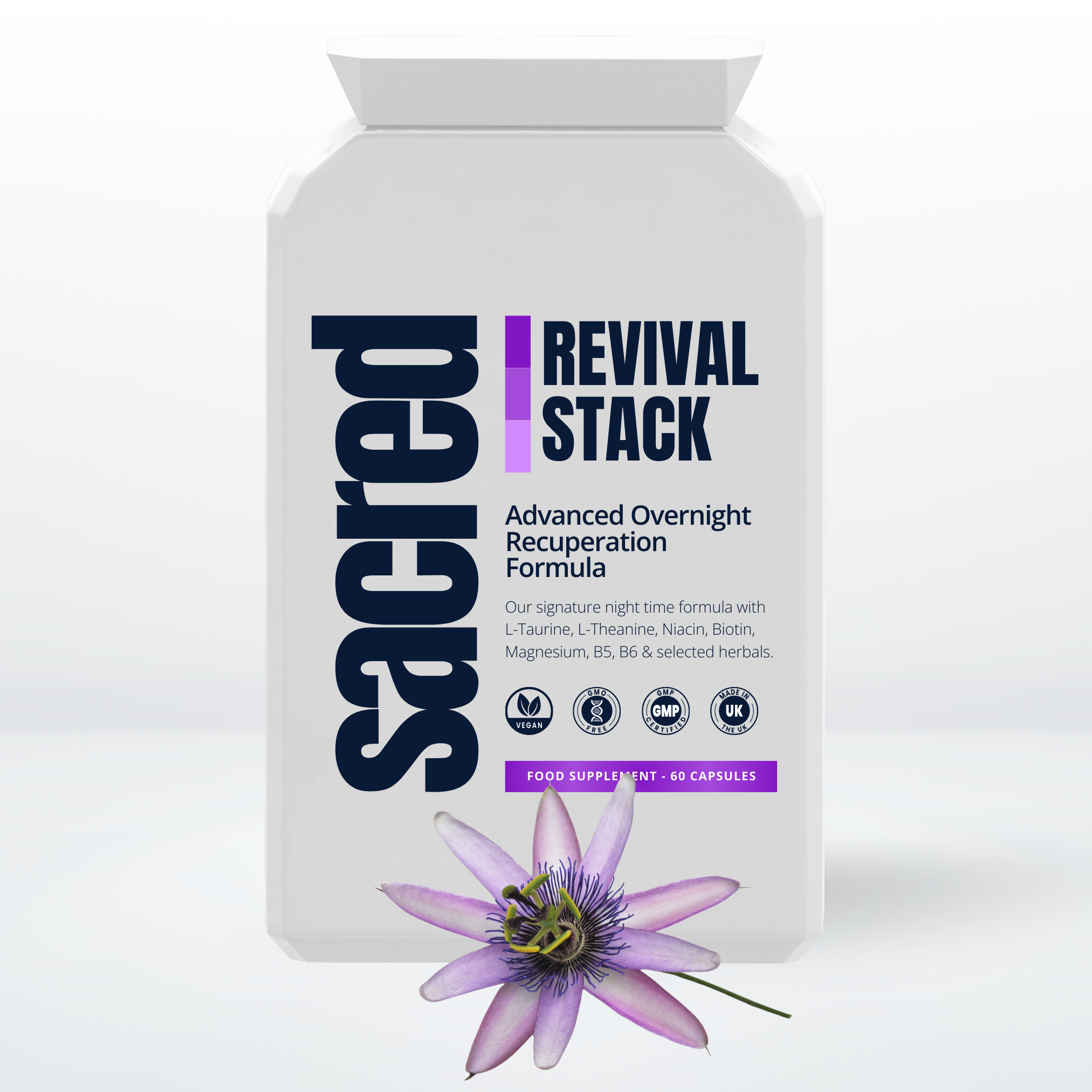 Revival Stack by Sacred. Advanced Overnight Recuperation Formula