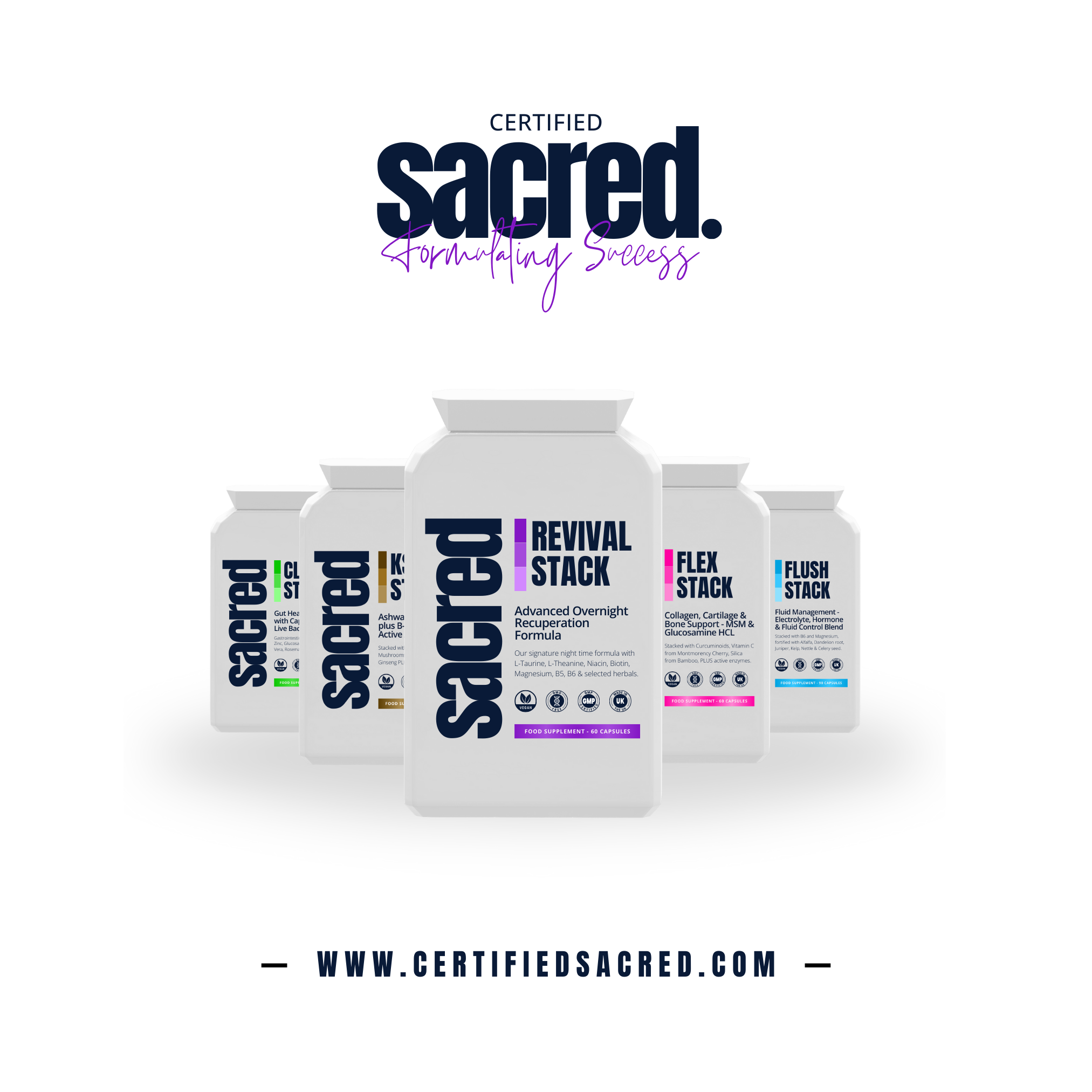 Revival Stack by Sacred. Advanced Overnight Recuperation Formula